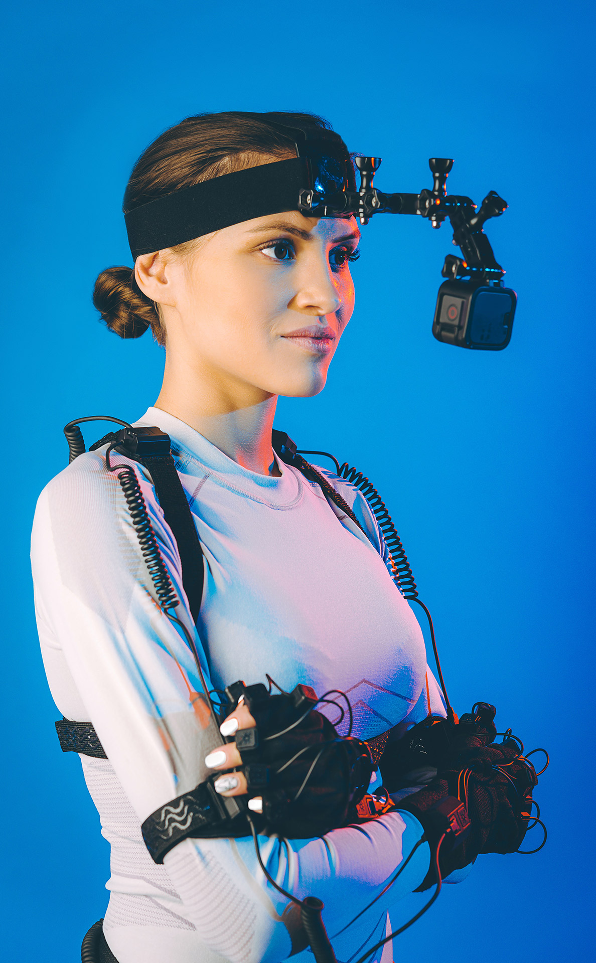 Motion capture actor cinema studio virtual reality female.